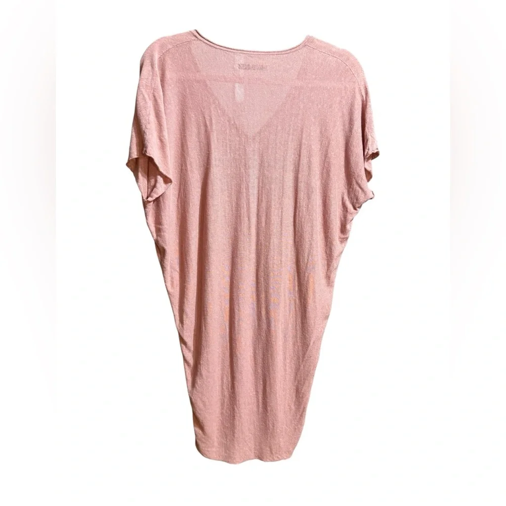Alice + Olivia Blush Pink Oversized V-Neck Tee‎ Top Soft & Chic Linen Blend Sz L - Picture 2 of 9